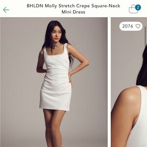 BHLDN Molly Stretch Crepe Square-Neck Mini Dress